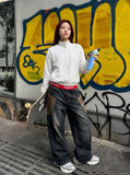 DAXUEN Lightweight minimalist jacket in black and white — model photo