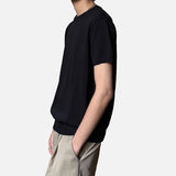DAXUEN Men's ribbed short sleeve t-shirt in black and light grey — model photo