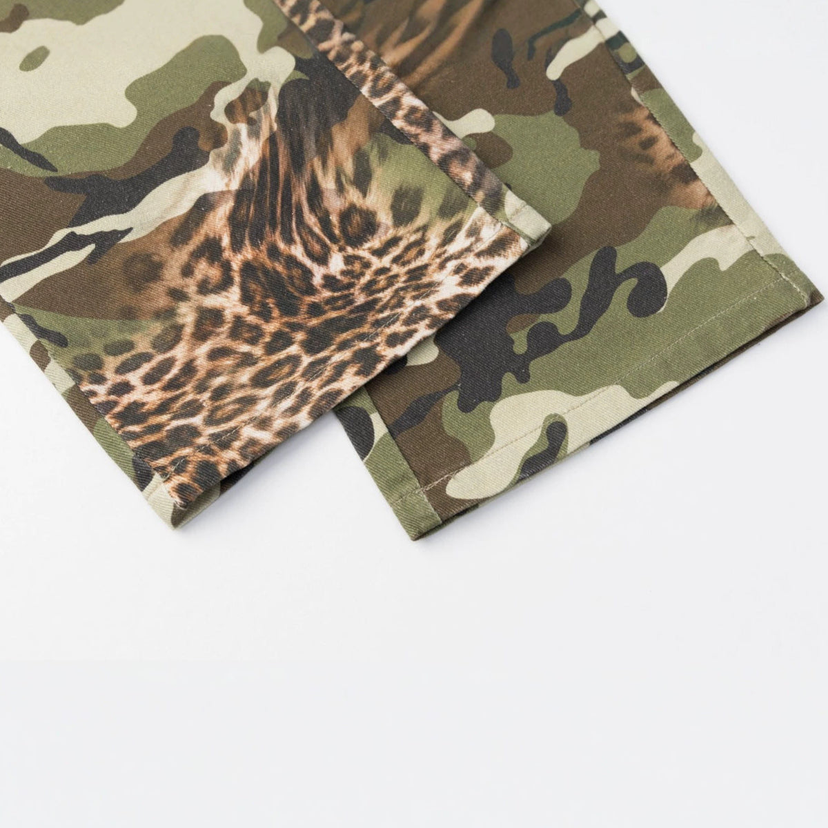 DAXUEN olive green and brown mixed camouflage leopard wide-leg cargo pants