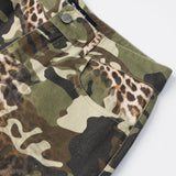 DAXUEN olive green and brown mixed camouflage leopard wide-leg cargo pants