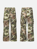 DAXUEN olive green and brown mixed camouflage leopard wide-leg cargo pants