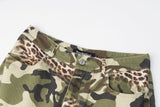 DAXUEN olive green and brown mixed camouflage leopard wide-leg cargo pants