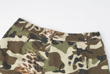 DAXUEN olive green and brown mixed camouflage leopard wide-leg cargo pants