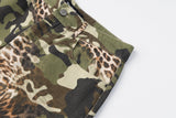 DAXUEN olive green and brown mixed camouflage leopard wide-leg cargo pants