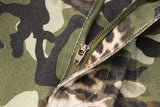 DAXUEN olive green and brown mixed camouflage leopard wide-leg cargo pants