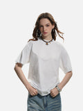 DAXUEN black mock neck oversized cotton tee