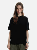 DAXUEN black mock neck oversized cotton tee