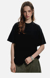 DAXUEN black mock neck oversized cotton tee