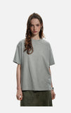 DAXUEN black mock neck oversized cotton tee