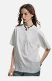 DAXUEN black mock neck oversized cotton tee