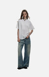 DAXUEN black mock neck oversized cotton tee