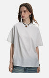 DAXUEN black mock neck oversized cotton tee