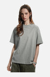 DAXUEN black mock neck oversized cotton tee