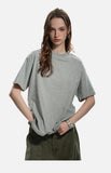 DAXUEN black mock neck oversized cotton tee