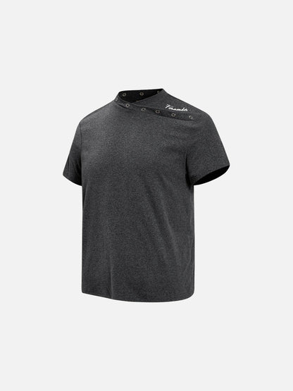 DAXUEN Mock-neck short-sleeve t-shirt in black and dark heather grey