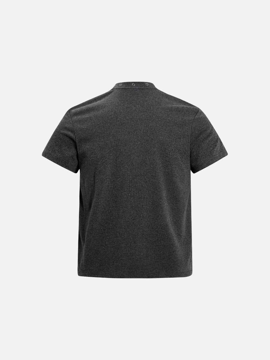 DAXUEN Mock-neck short-sleeve t-shirt in black and dark heather grey