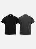 DAXUEN Mock-neck short-sleeve t-shirt in black and dark heather grey