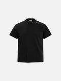DAXUEN Mock-neck short-sleeve t-shirt in black and dark heather grey