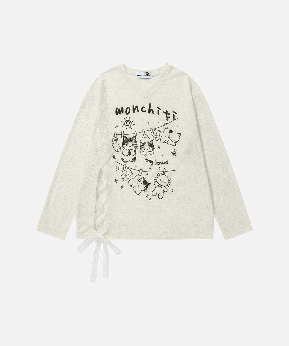 DAXUEN Monchiti Cartoon Cats Long Sleeve Top