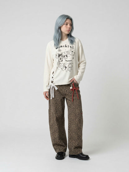 DAXUEN Monchiti Cartoon Cats Long Sleeve Top — model photo
