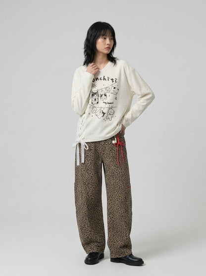 DAXUEN Monchiti Cartoon Cats Long Sleeve Top — model photo