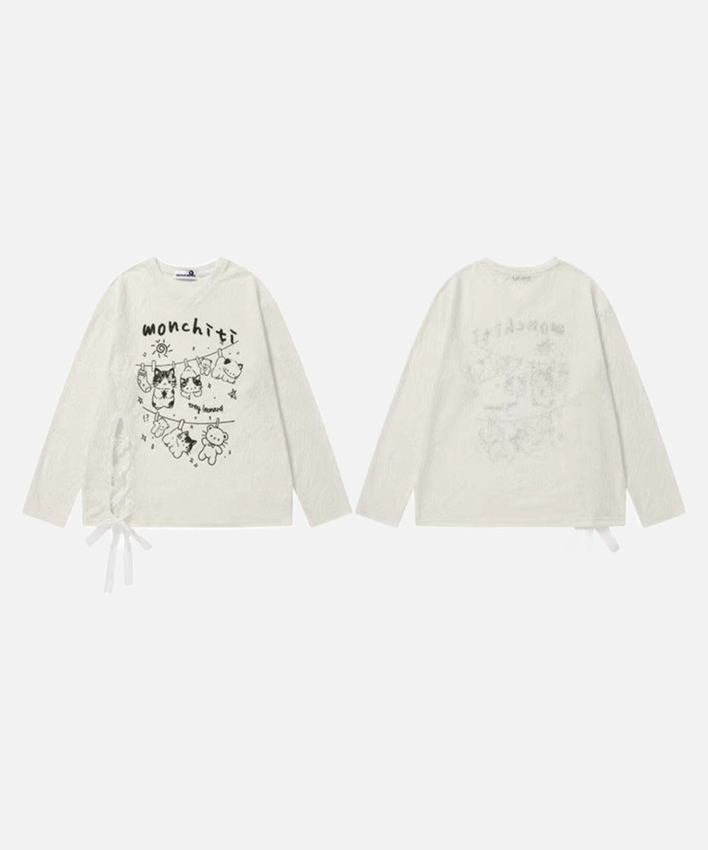 DAXUEN Monchiti Cartoon Cats Long Sleeve Top