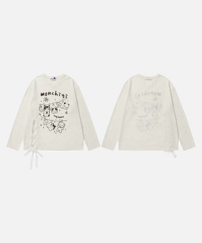 DAXUEN Monchiti Cartoon Cats Long Sleeve Top