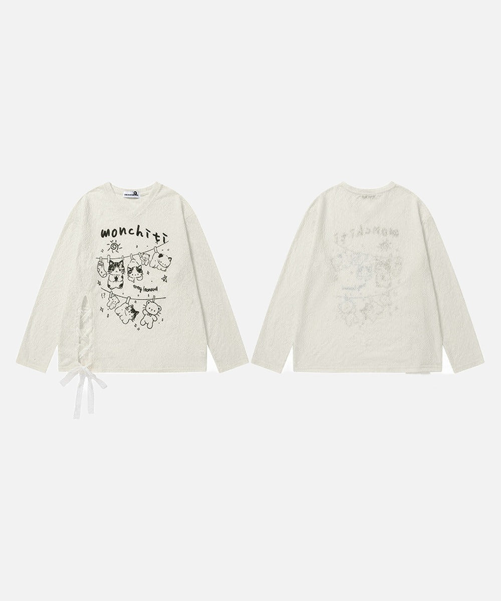 DAXUEN Monchiti Cartoon Cats Long Sleeve Top