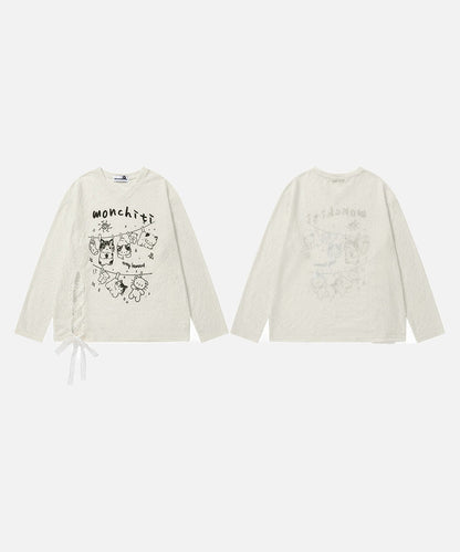 DAXUEN Monchiti Cartoon Cats Long Sleeve Top