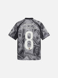 DAXUEN Oversized V-neck T-shirt with money print