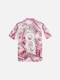 DAXUEN Oversized V-neck T-shirt with money print