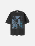 DAXUEN washed black oversized monochrome anxiety graphic t-shirt