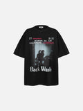 DAXUEN black oversized monochrome desk scene graphic tee