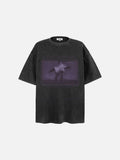 DAXUEN black oversized monochrome desk graphic tee