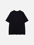 DAXUEN charcoal grey oversized monochrome distressed face graphic tee