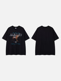 DAXUEN charcoal grey oversized monochrome distressed face graphic tee