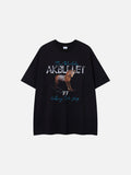 DAXUEN charcoal grey oversized monochrome distressed face graphic tee