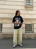 DAXUEN Monochrome Graphic T-Shirt - DAXUEN Streetwear — model photo