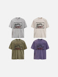 DAXUEN washed purple oversized monochrome rock-band graphic tee