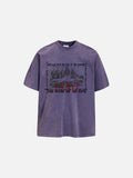 DAXUEN washed purple oversized monochrome rock-band graphic tee