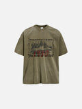 DAXUEN washed purple oversized monochrome rock-band graphic tee