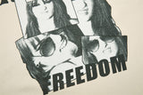 DAXUEN beige sleeveless woman's face graphic tee