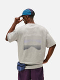 DAXUEN white oversized mountain landscape graphic tee