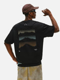 DAXUEN white oversized mountain landscape graphic tee