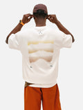 DAXUEN white oversized mountain landscape graphic tee