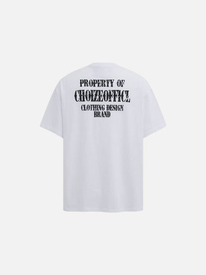 DAXUEN Oversized short-sleeved t-shirt with distressed text print