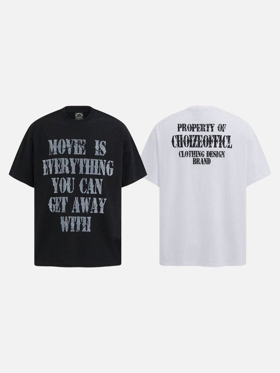 DAXUEN Oversized short-sleeved t-shirt with distressed text print