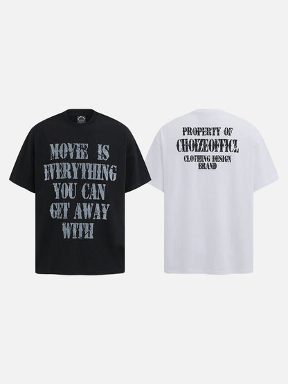 DAXUEN Oversized short-sleeved t-shirt with distressed text print