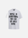 DAXUEN Oversized short-sleeved t-shirt with distressed text print