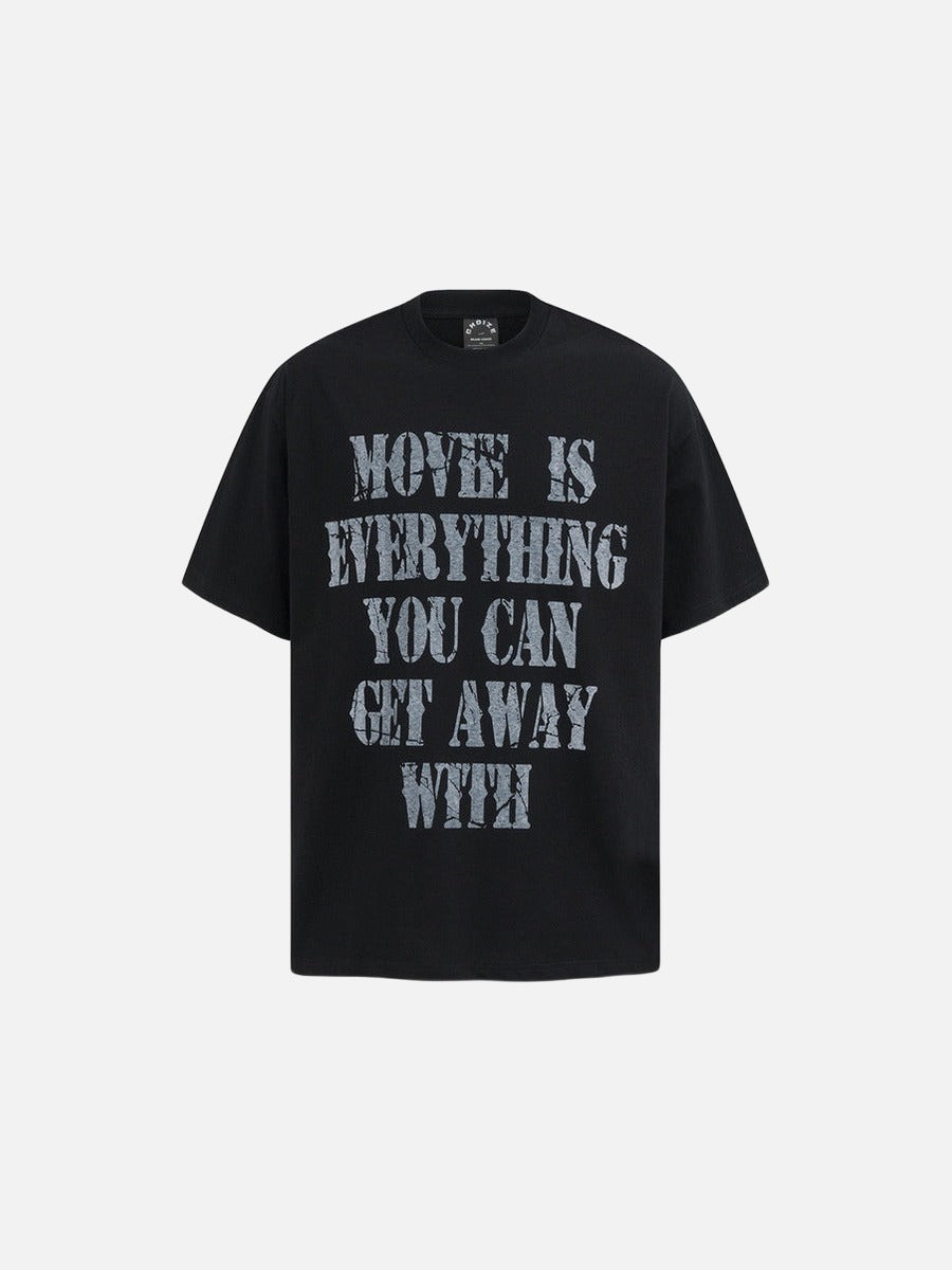 DAXUEN Oversized short-sleeved t-shirt with distressed text print